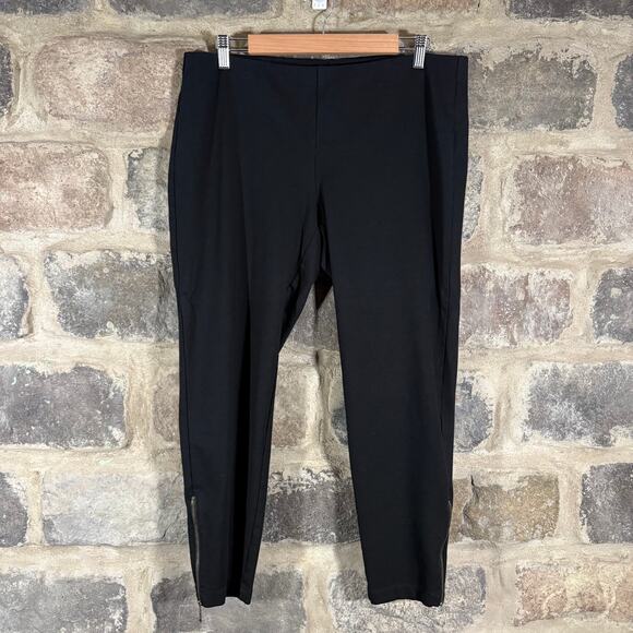 Eileen Fisher Pants Woman's Large Black Stretch Zip Ankle Closet Staple‎ - Picture 1 of 11